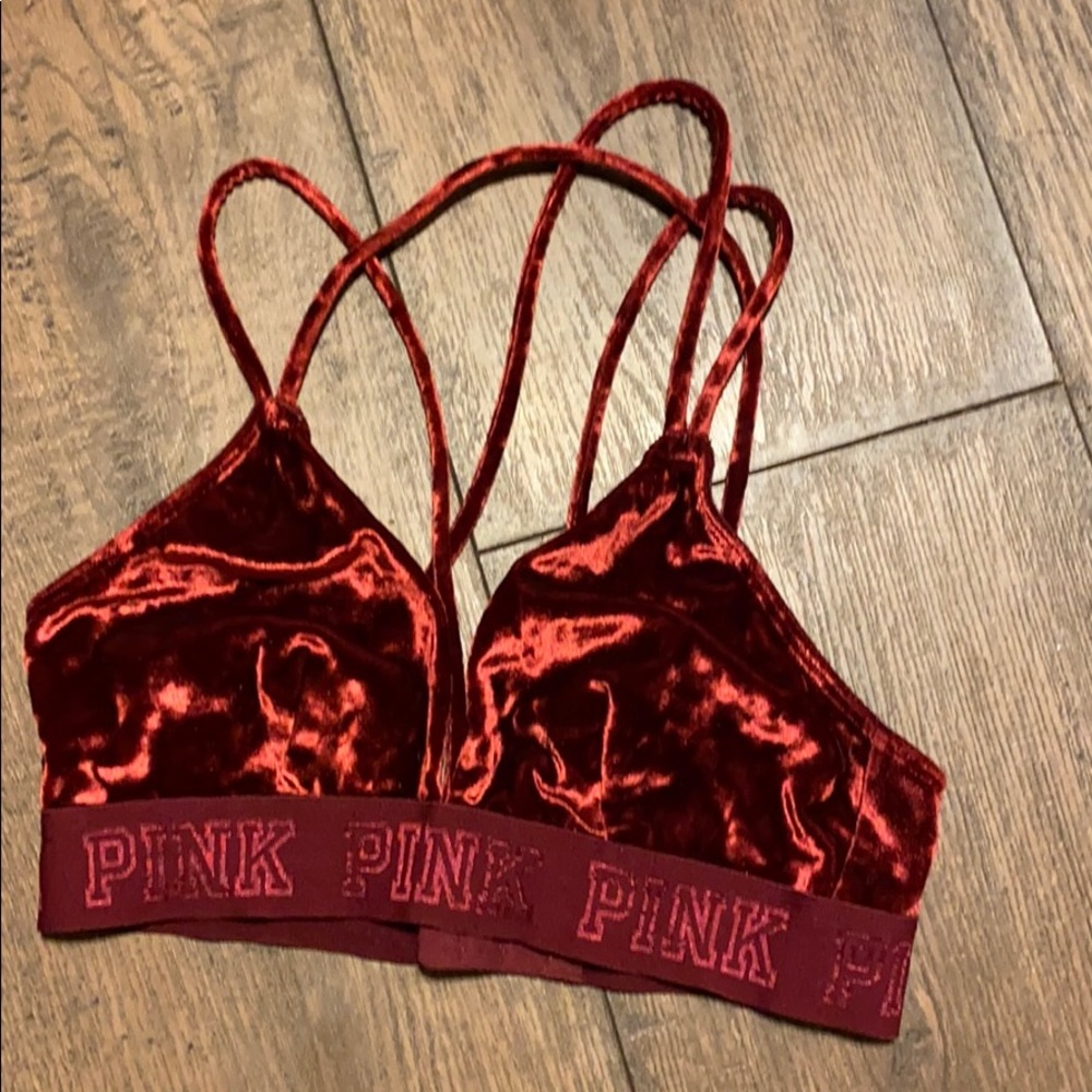 COPY - PINK VS front and back cross strap velvet …